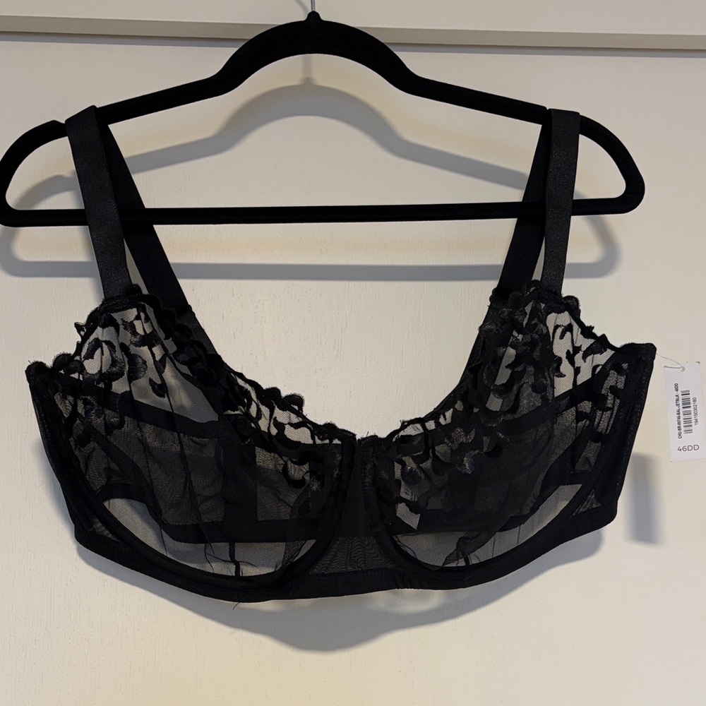 Adore Me Black Sheer Ruffle Bra